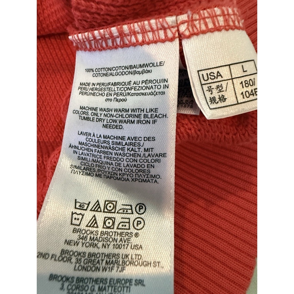 Red Brooks Brothers "Red Fleece" Waffle Knit Top Sz L Crew Neck Pullover - Picture 5 of 7
